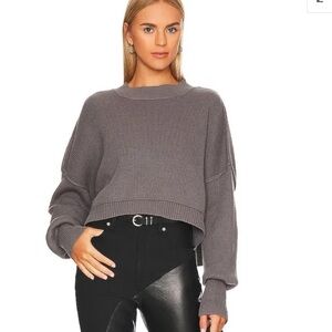 free people easy street cropped pullover in dried basil (s)